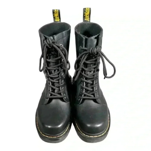 Doc Martens Drench Rubber Rain Boot Black Women's 5 Mid-Calf Lace Up 8 Eye 36 - Picture 4 of 8